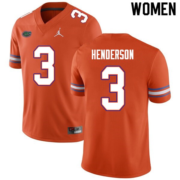 Women #3 Xzavier Henderson Florida Gators College Football Jerseys Orange